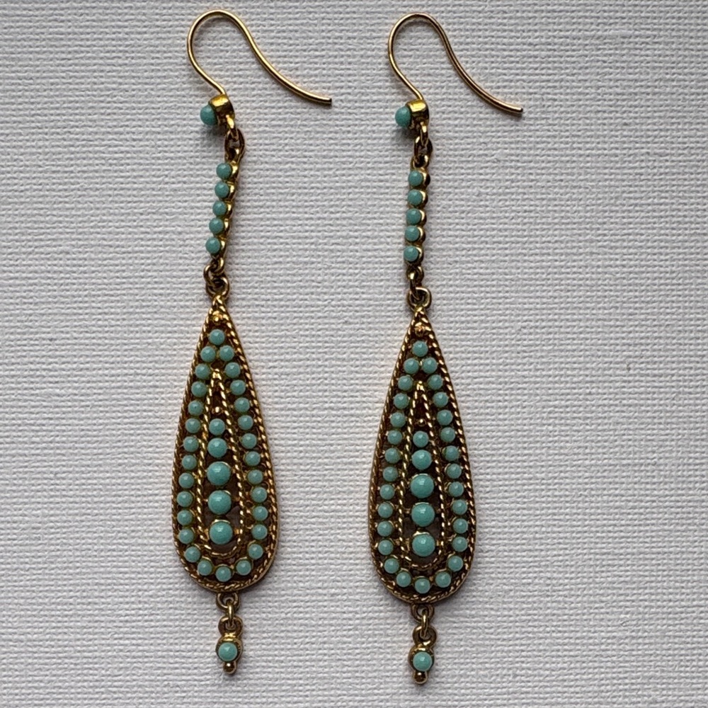 Banana Republic Gold &Turquoise Dangle Earrings